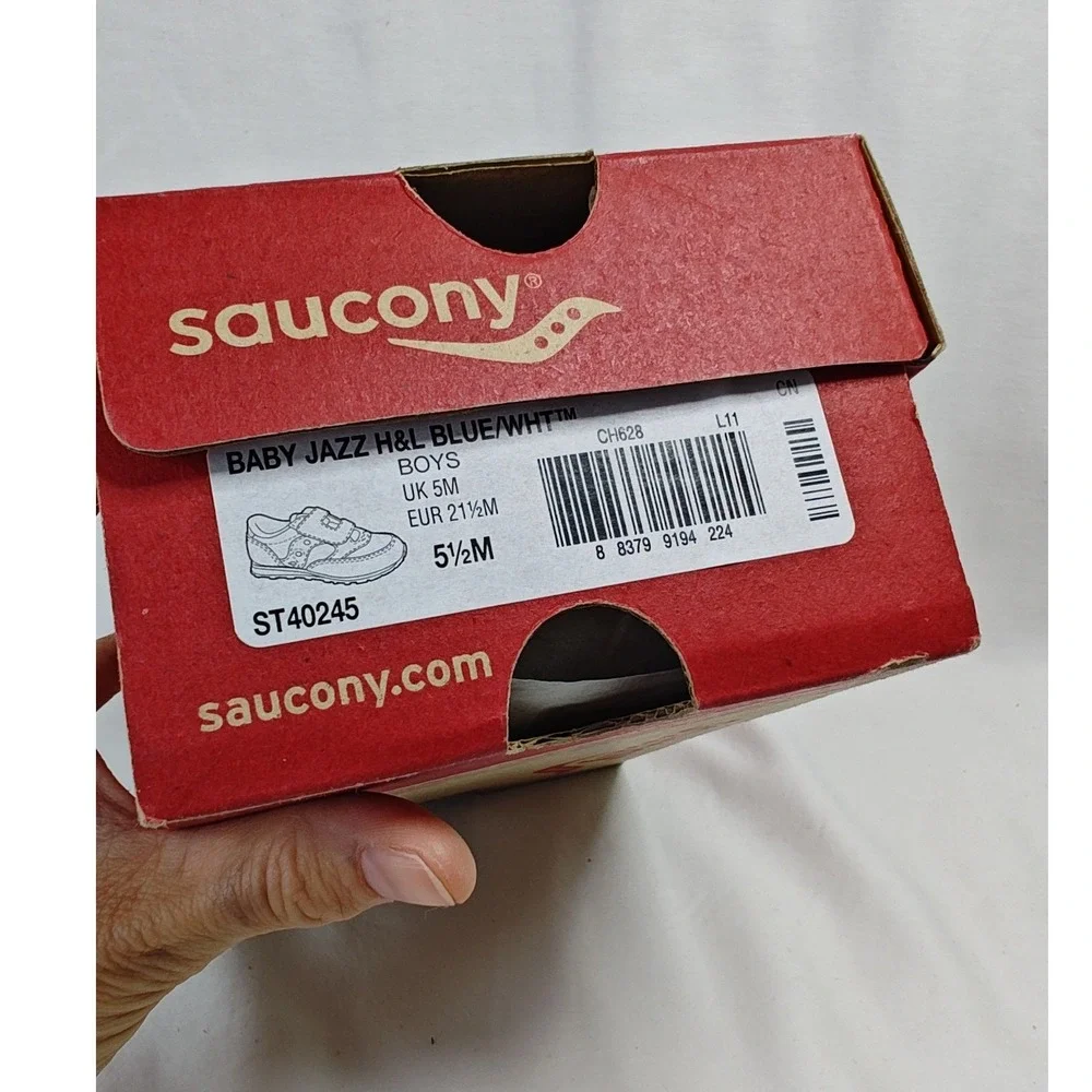Saucony Baby Jazz H&L Sneakers Blue Suede Nylon Hook Loop 5.5M New